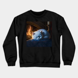 Sleepy White British Shorthair Crewneck Sweatshirt